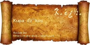 Kupa Ákos névjegykártya